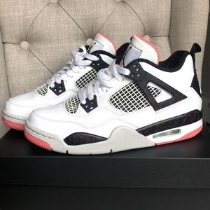 Authentic Air Jordan 4 Retro (GS) White/Black-Bright Crimson